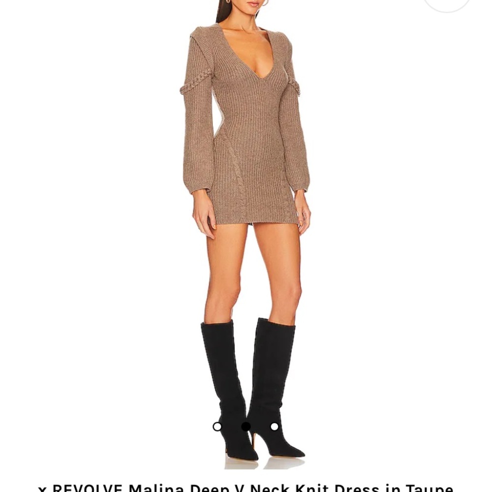 Michael costello knit dress in taupe